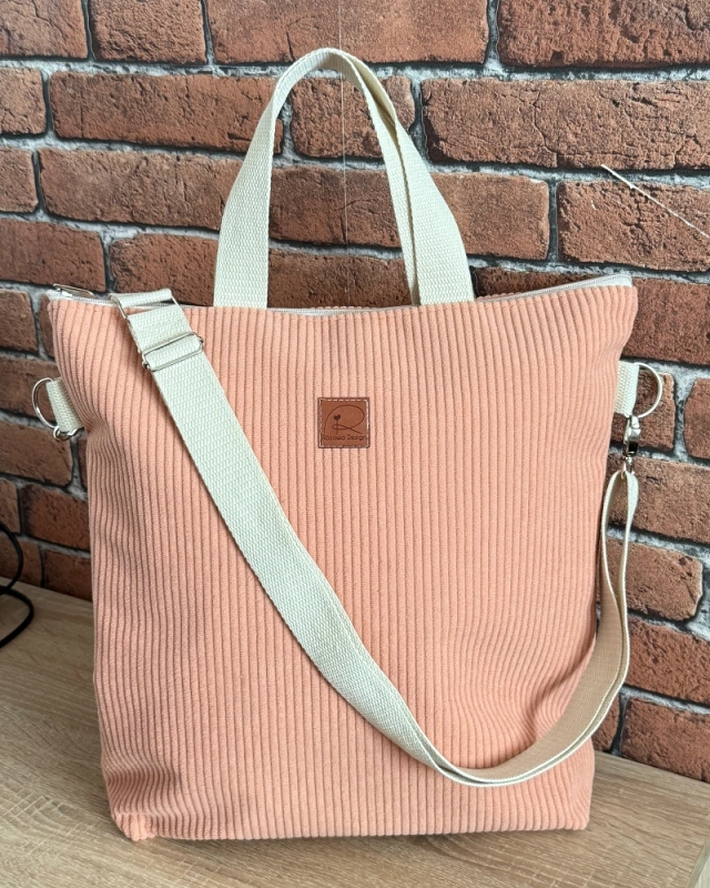 torba sztruksowa na ramię w kolorze łososiowym