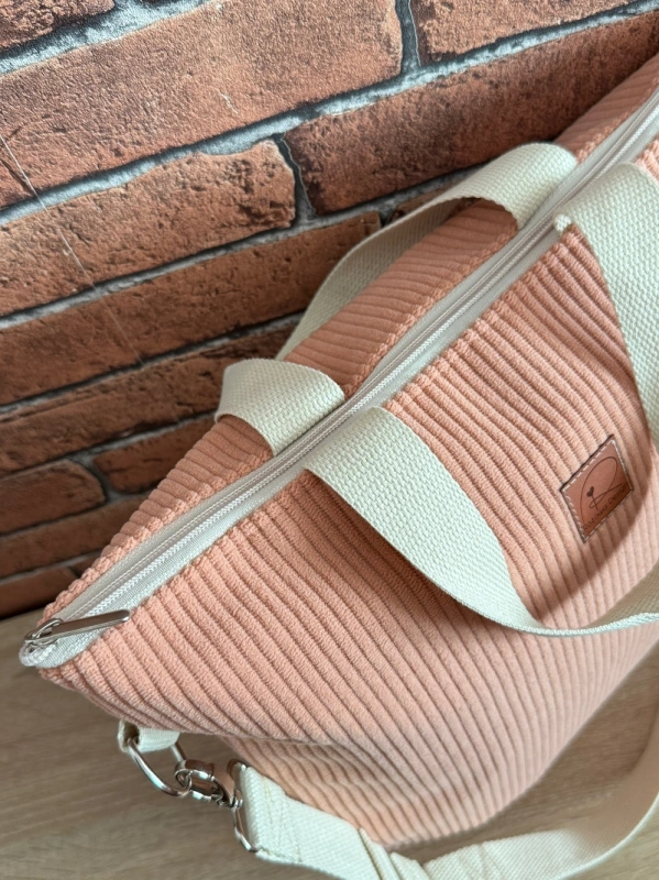 sztruksowa torebka shopper zamykana na zamek