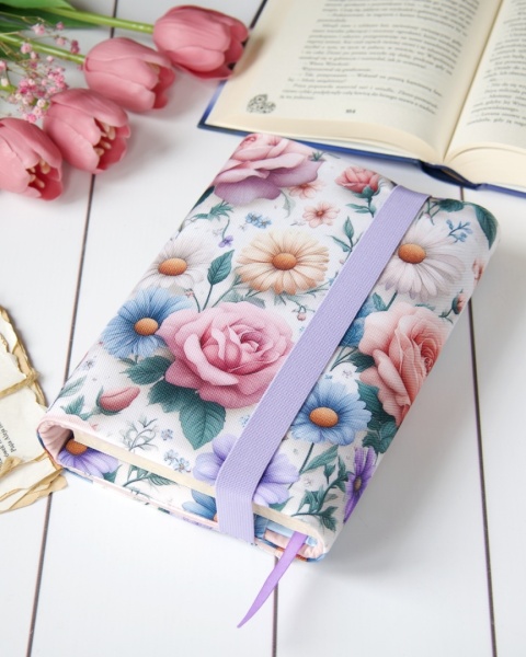 Etui na książki w romantycznym stylu PASTELOWY OGRÓD - personalizuj