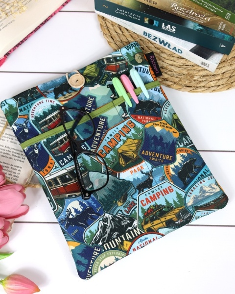 book sleeve z kieszonką na ksiązki lub tablet, dla miłośnika podróży i czytania