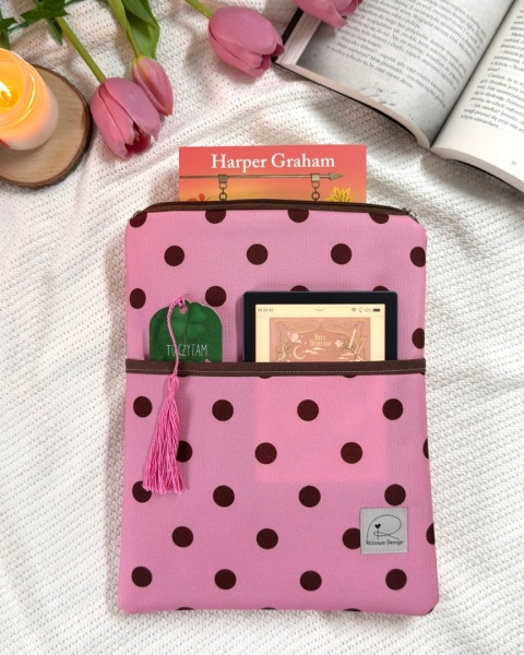 Book Sleeve z kieszonką na książki lub tablet KROPKI